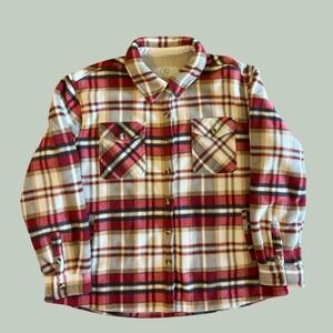 Sage Collective Red Plaid Sherpa Lined Fleece Shacket Shirt Jacket Mens XL